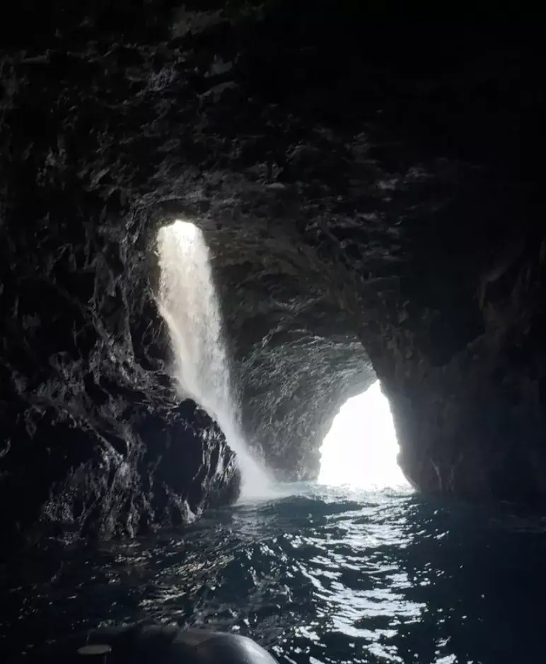 Waterfall in the sea cave